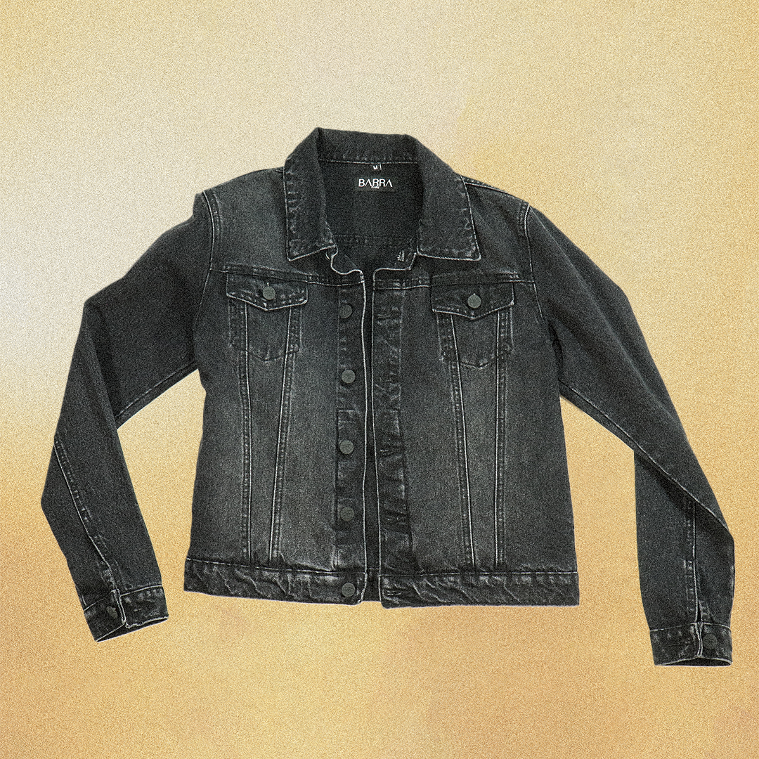 SLIM FIT WASHED BLACK DENIM JACKET