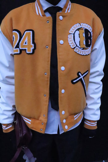 ORANGE PARIS VARSITY JACKET