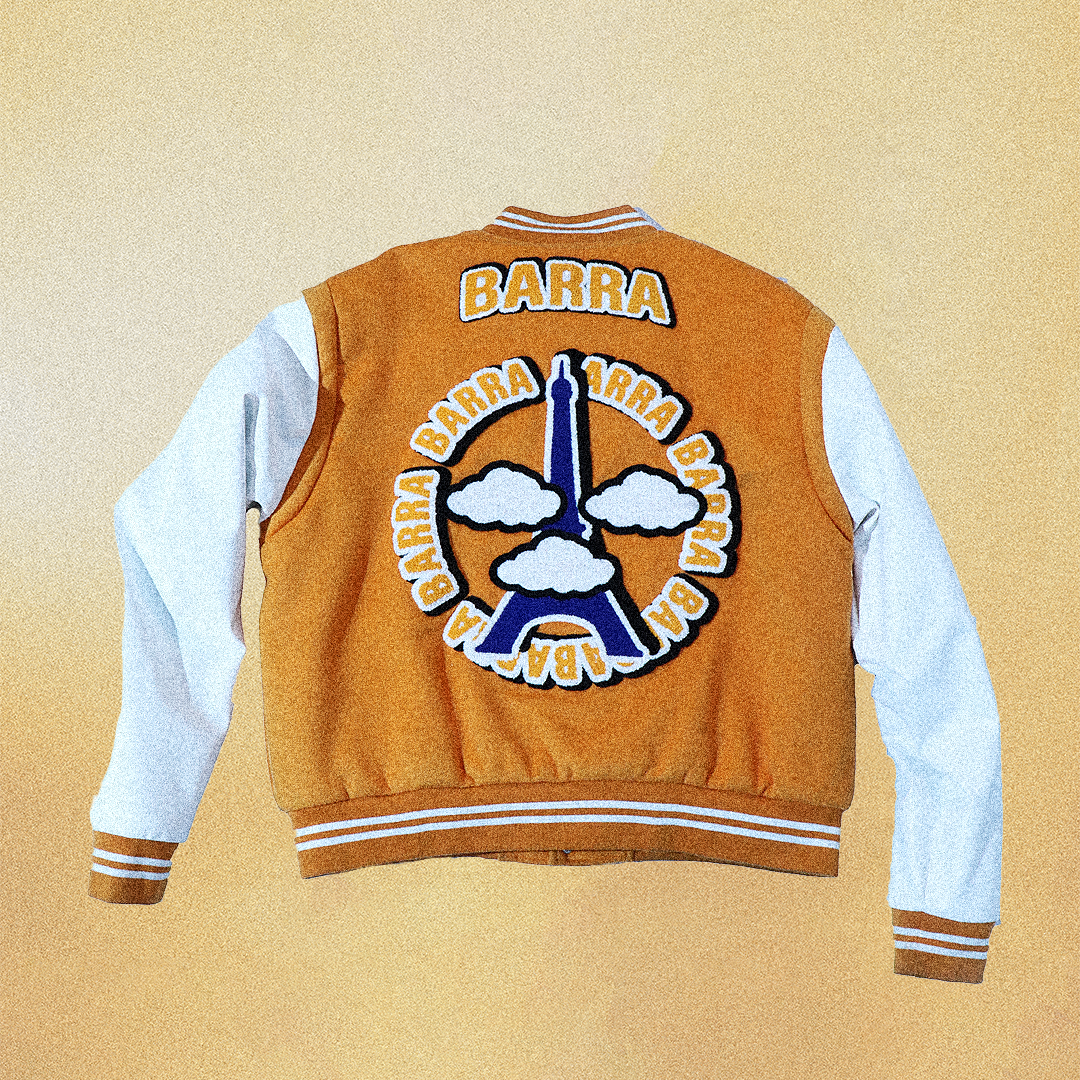 ORANGE PARIS VARSITY JACKET